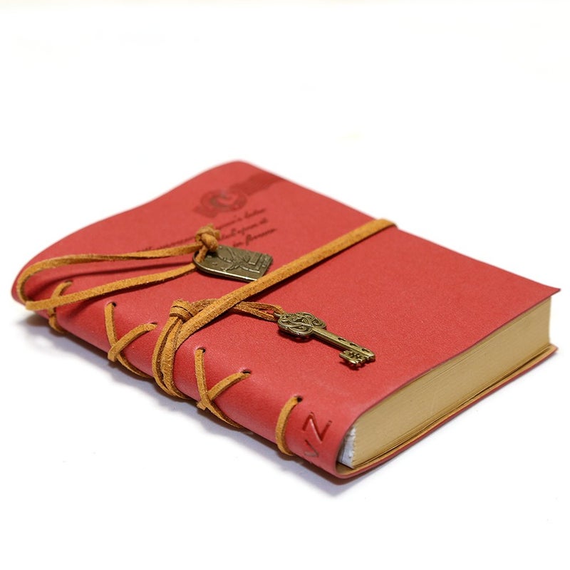 EvZ Journal Diary String Key Retro Vintage Classic Leather Bound Notebook, Red - Image 2
